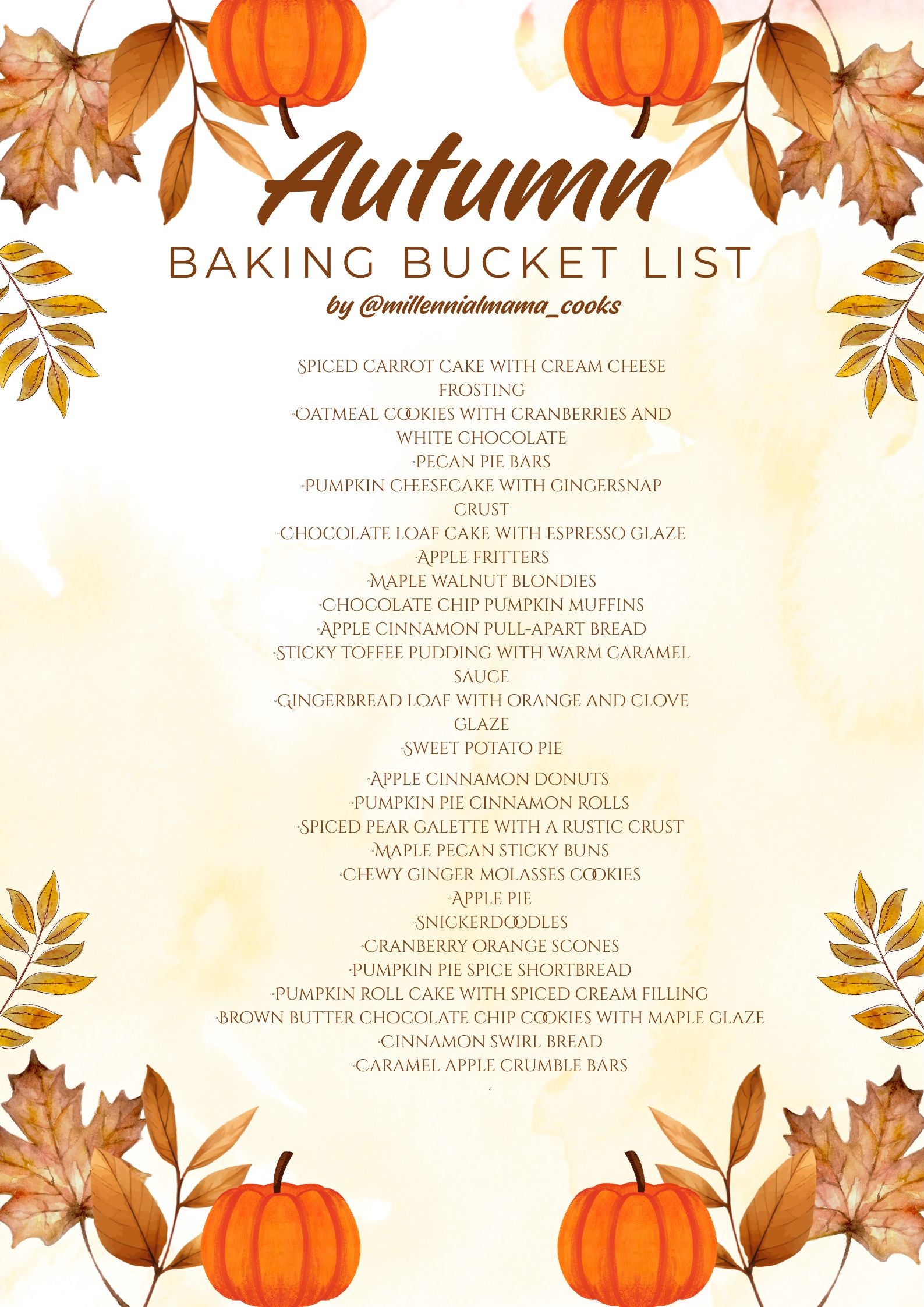 Autumn Baking Bucket List
